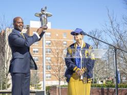 President Jenkins present award to Dr. Florine "Peaches" Camphor '53.