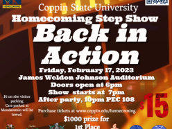 Homecoming 23 step show Feb. 17 at 7 p.m. J.W.J. Auditorium