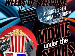 movie under the stars. August 29, 2024 from 8:30 to 10:30 p.m. in the south quad between HHSB and STC