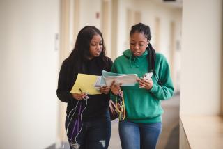 students talking and walking together